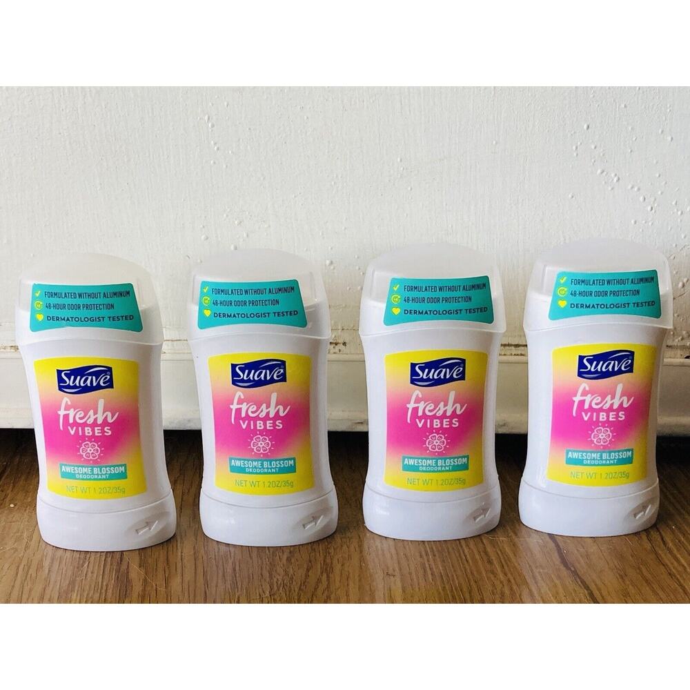 Lot 4 Suave Women’s 48HR Deodorant Fresh Vibes Awesome Blossom, 1.2 Oz No Alumin